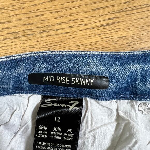 Seven7 Womens Pearl Embellished Mid Rise Skinny Jeans Starling Size 12‎ Coquette - Picture 8 of 11